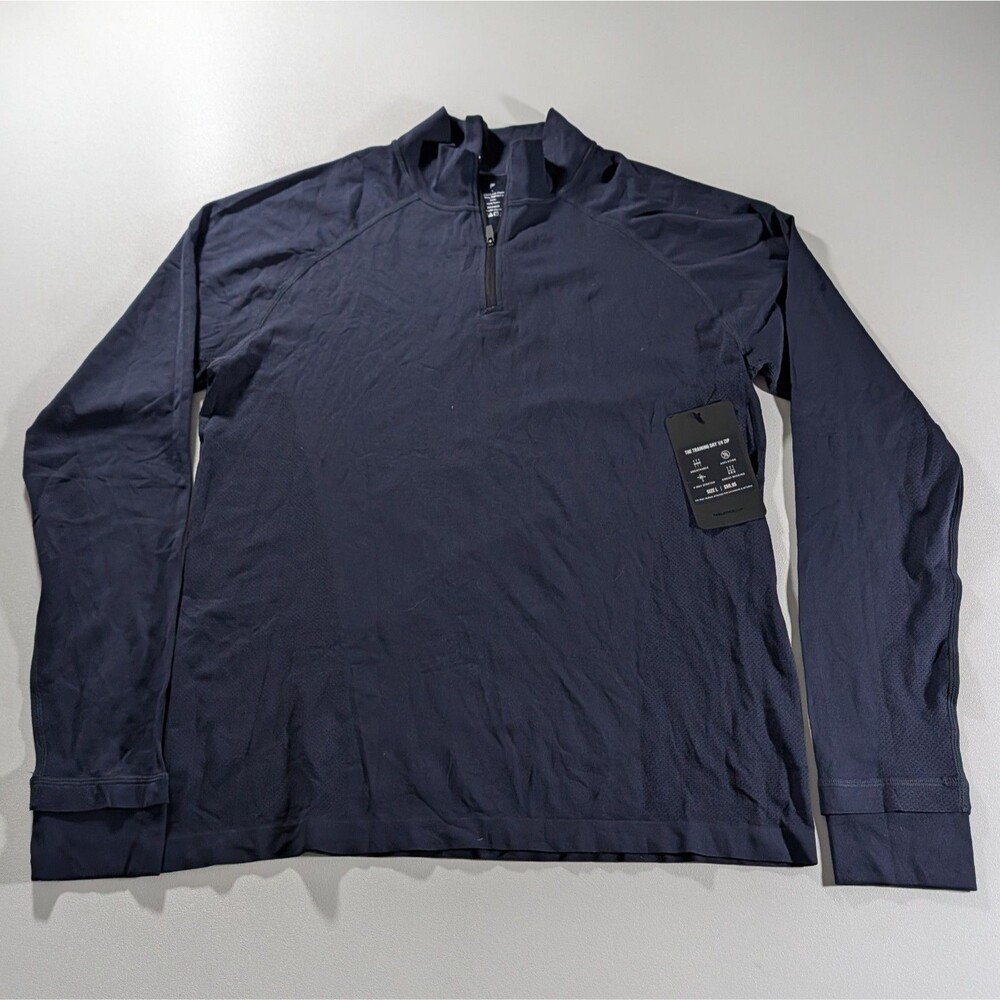 Fabletics The Training Day 1/4 Zip Mens Large Slim Blue Athletic Shirt Pullover